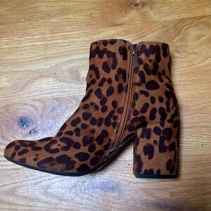 Bamboo Leopard Print Ankle Boots - Size 8